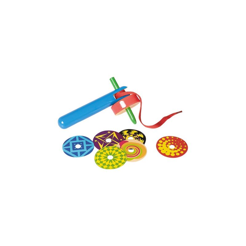 SWT-2500250 WOODEN TOYS:SPINNING TOP(MANGO PLÁSTICOS CON DISCOS )