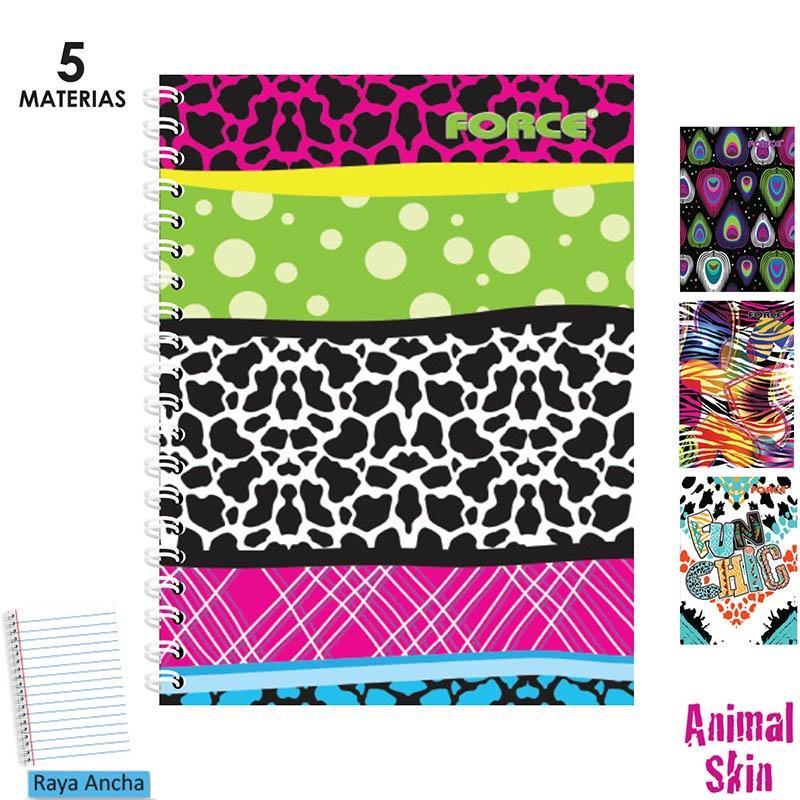 LIBRETA ESPIRAL FORCE ANIMAL SKIN DOBLE OO 5 MAT. R/A (160/320)