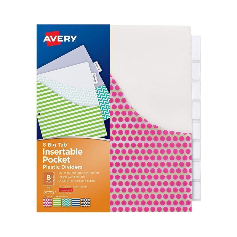 DivisiÃ³n de portafolio avery insertable pocket (8 tabs) (5 colors & designs) - Ultracomonline.com