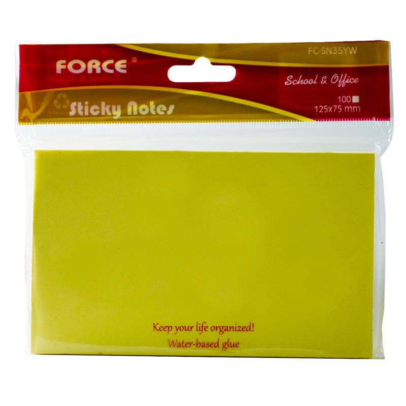 "NOTAS-ADHESIVAS-FORCE-(3""X5"")-(125X75MM)-(100H)-AMARILLO"