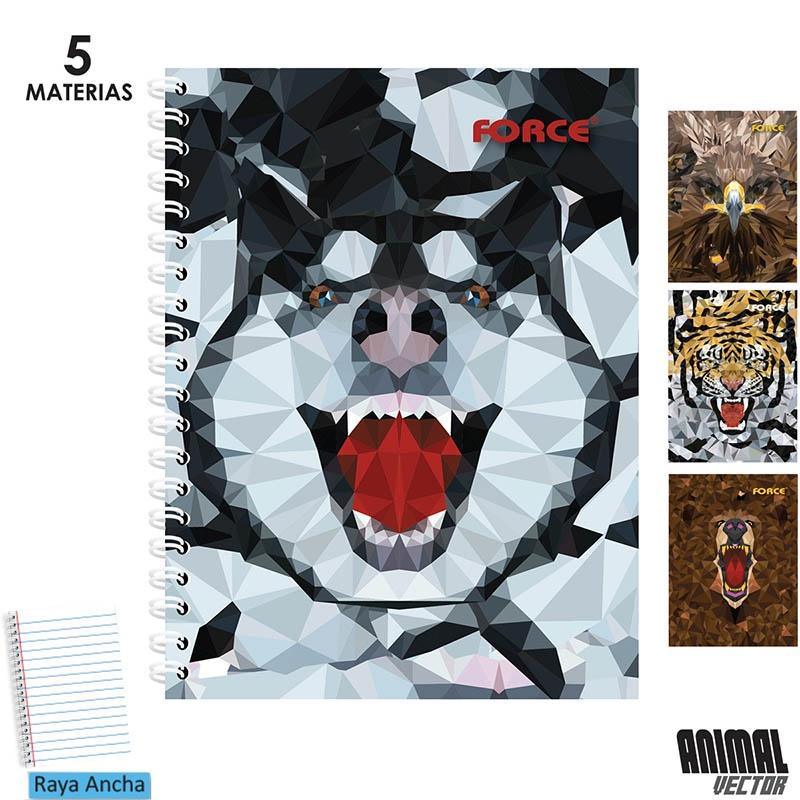 LIBRETA ESPIRAL FORCE ANIMAL VECTOR DOBLE OO 5 MAT. R/A (160/320)