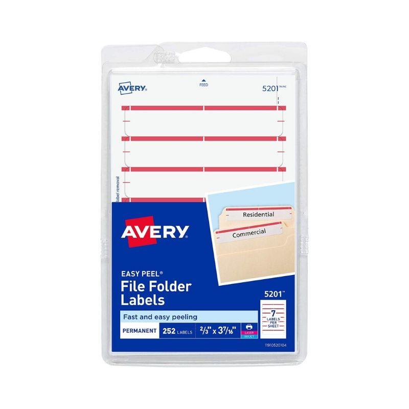 Etiqueta avery file folder labels permanent red (2/3" x 3 7/16") (252 und) - Ultracomonline.com