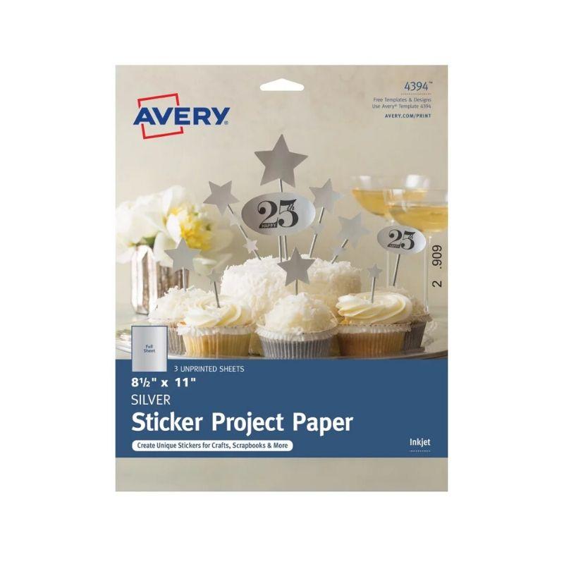 Etiqueta avery silver sticker project paper permanent adhesive (8.5" x 11") - Ultracomonline.com