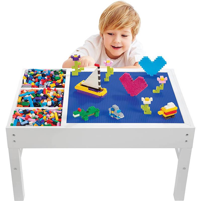 SVAN-456 BRICK PLAY TABLE. INCLUDES 1000PCS BAG OF BRICKS FOR BUILDING - BLUE COLOR