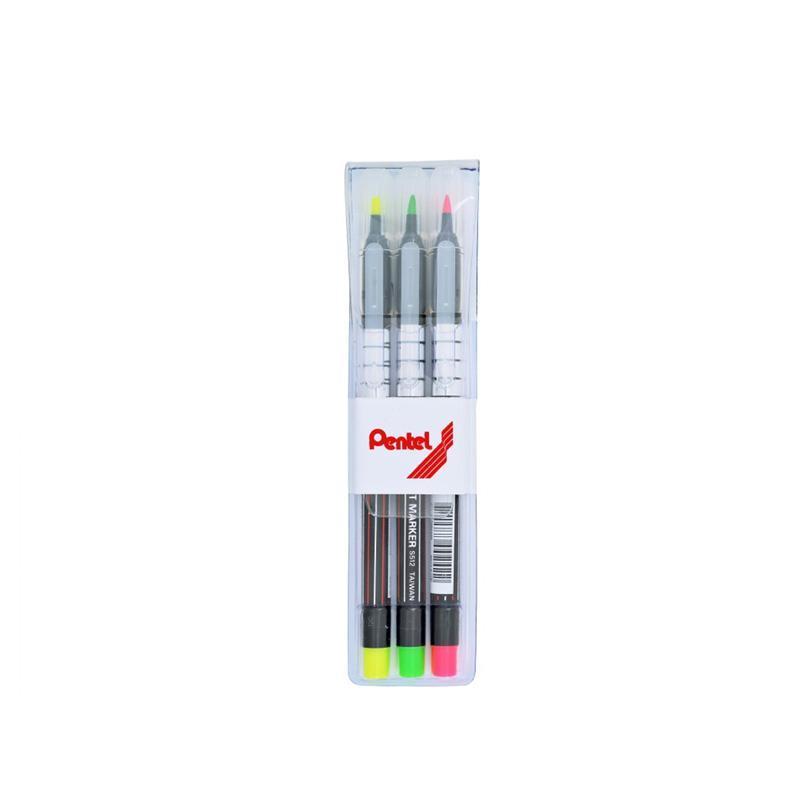 MARCADOR-PENTEL-FLUORESCENTE-(SET/3)-(AMAR-ROSADO-VERDE)