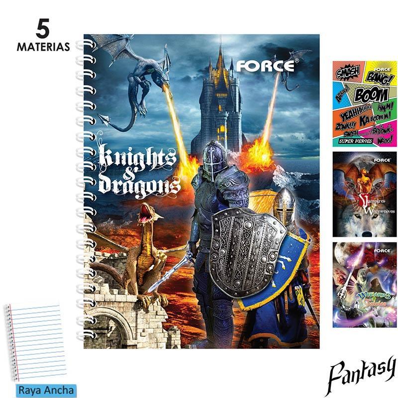 LIBRETA ESPIRAL FORCE FANTASY (SUPER HEROES) DOBLE OO 5 MAT. R/A (160/320)