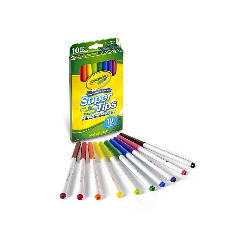 CRAYOLA-MARCADOR-LAVABLE-SUPERTIPS-PUNTA-FINA-(SET-10)