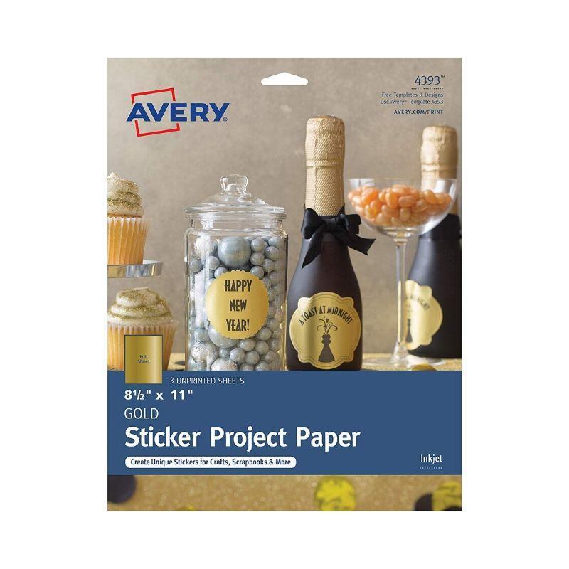 Etiqueta avery gold sticker project paper permanent adhesive (8.5" x11") - Ultracomonline.com