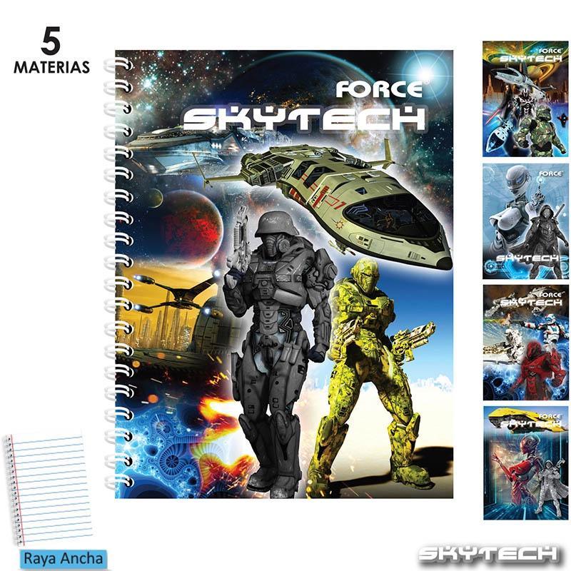 LIBRETA ESPIRAL FORCE SKY TECH DOBLE OO 5 MAT. R/A (160/320)