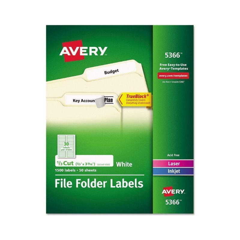 Etiqueta avery whte file folder labels (2/3" x 3 7/16") (1500 und) - Ultracomonline.com