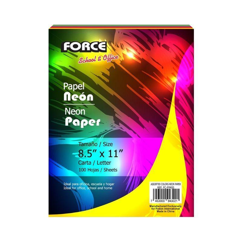 Bond force surtido neón-5 colores de 80g-20lb (8.5" x 11") (100 hojas) - Ultracomonline.com