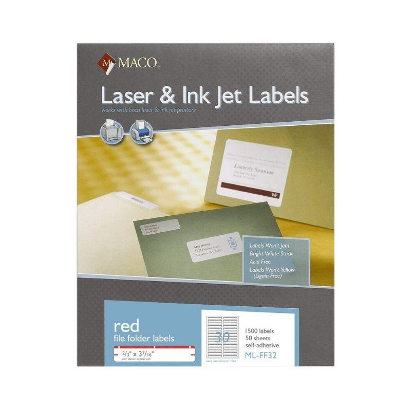 Etiqueta maco (2/3" x 3 7/16") laser & inkjet labels red (1500 und) - Ultracomonline.com